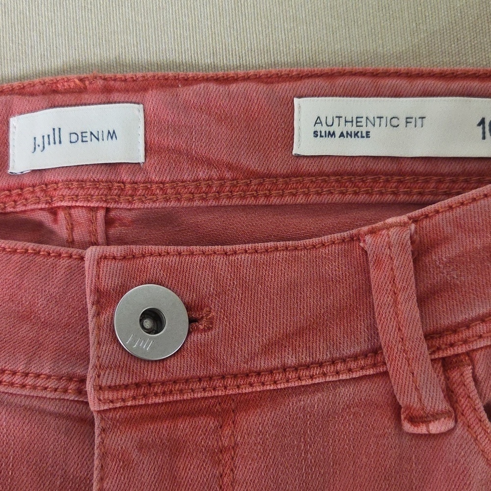 NWT J Jill Pink Sandwashed Jeans Slim Ankle  Sz 10 - Picture 3 of 6